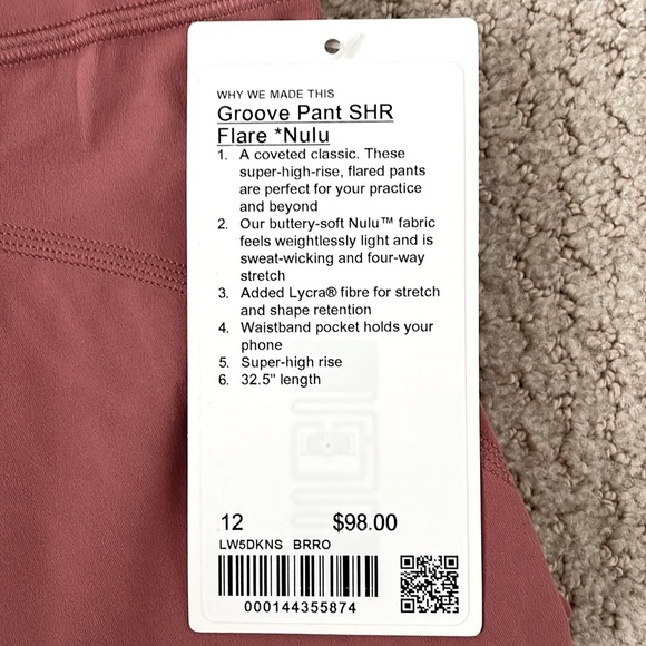 NWT Lululemon Groove Pant Flare Super High-Rise *Nulu Brier Rose Size 12 - Picture 2 of 9